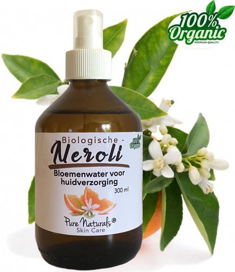 Pure Naturals Oranjebloesemwater Bloemen water 300 ml | Neroli Hydrolaat | 100% Puur | Biologisch | Roomspray | Bodyspray | Gezichtstonic | Gezichtsreiniging tonic | Huidverzorging |