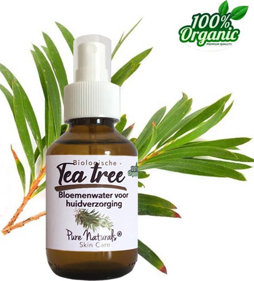 Pure Naturals Teatree water 100 ml | Tea tree Hydrolaat | 100% Puur | Biologisch | Roomspray | Bodyspray | Gezichtstonic | Huidverzorging |