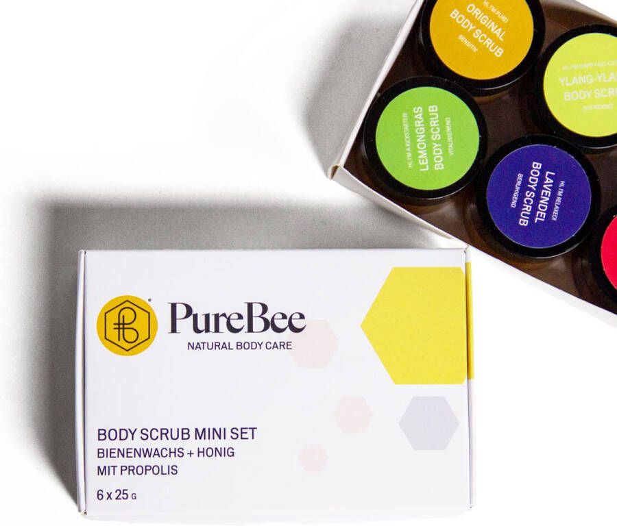 PureBee Body Scrub Bijenwas & Propolis Honing 6 Verschillende Scrubs Cadeauset Cosmetica 6x25 gr