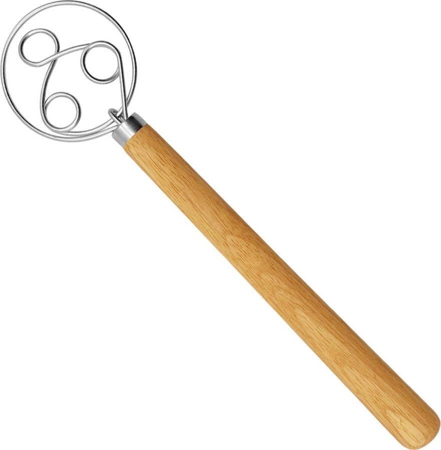 Purepeak Deense Deegklopper Deegmenger 3 Rings Eierklopper Garde Keukengerei Hout Kookspullen RVS