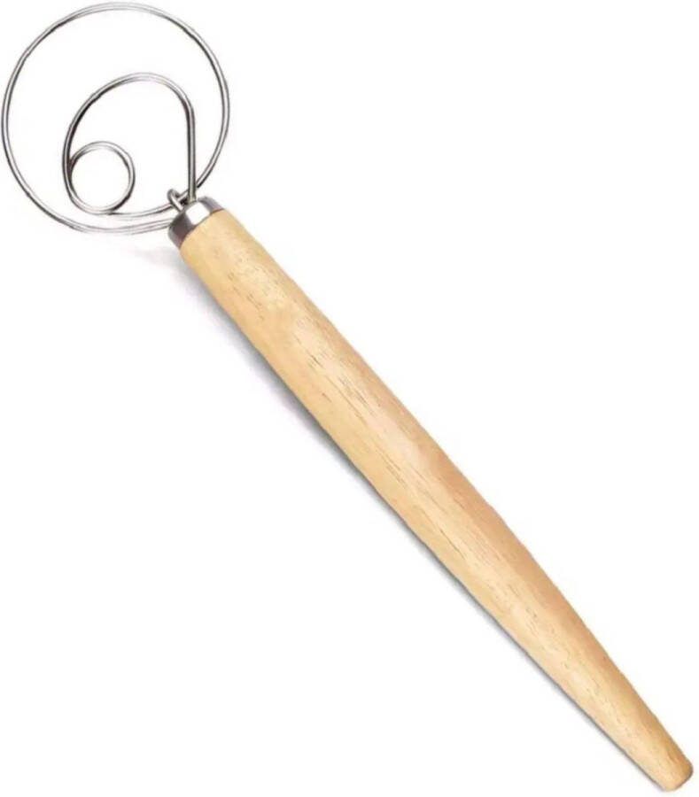 Purepeak Deense Deegklopper Deegmenger Eierklopper Garde Keukengerei Hout Kookspullen RVS 1 Ring