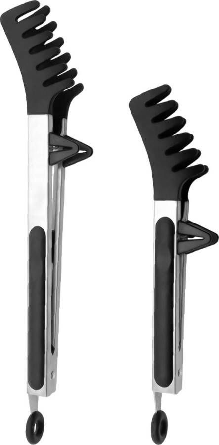Purepeak Pastatang Set 2 Stuks 26 cm & 33 cm Spaghettitang Serveertang RVS Siliconen
