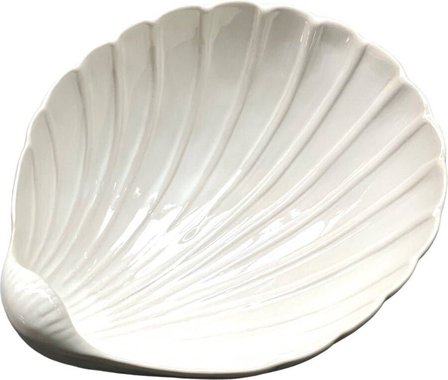 PuroPortugues saladeschaal fruitschaal Schelp 23x21x8cm wit Portugal keramiek aardewerk
