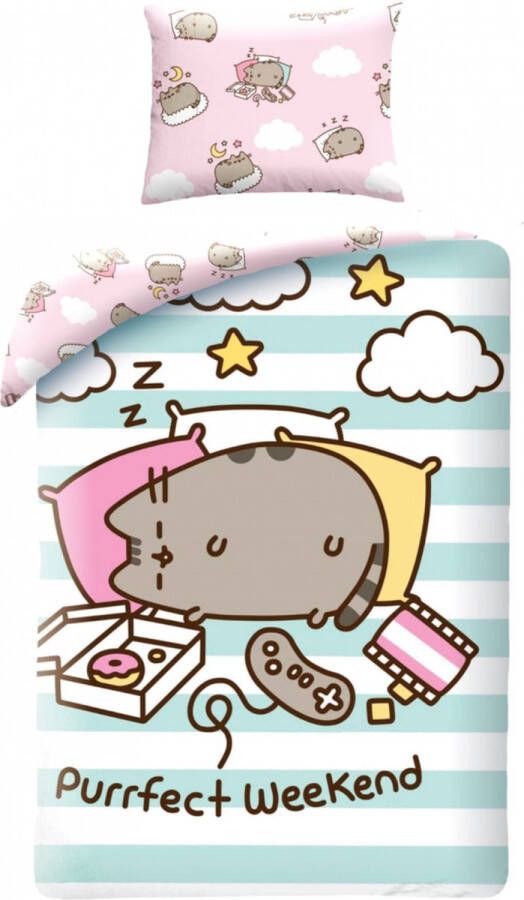 Pusheen Dekbedovertrek Purrfect Weekend Eenpersoons 140 x 200 + 70 x 90 cm Katoen