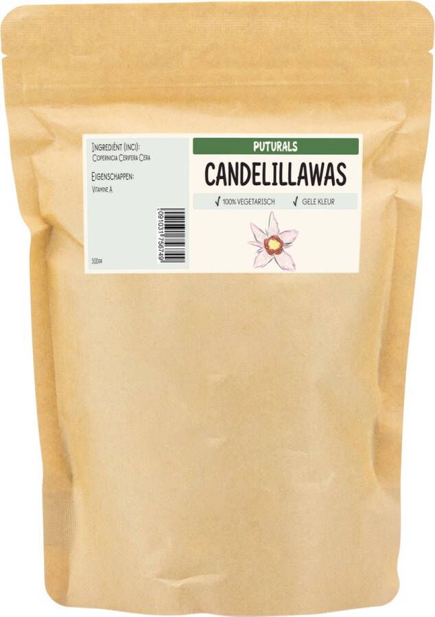 PUTURALS Candelilla Wax 100% Plantaardig & Puur 500gr Geschikt voor Huid en Haar Candelillawas heeft Hydraterende en Beschermende eigenschappen Gebruik om Zelf Kaars of Lippenbalsem te Maken Puur en Plantaardig Candelilla Wax