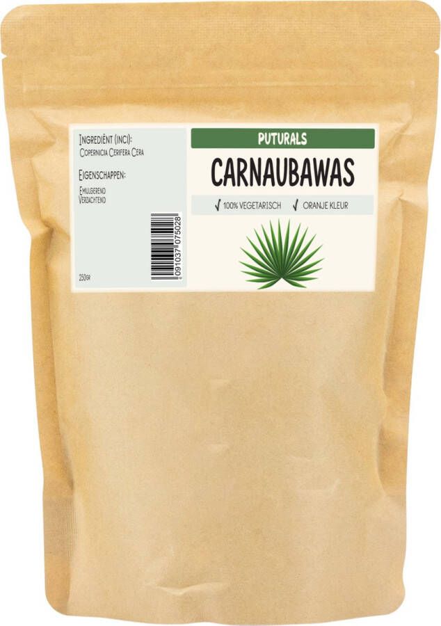 PUTURALS Carnauba Wax 100% Plantaardig & Puur 250gr Carnaubawas Heeft Hydraterende en Beschermende Eigenschappen Gebruik om Zelf Kaars of Natuurlijke Lippenbalsem te Maken Puur en Plantaardig Carnaubawax