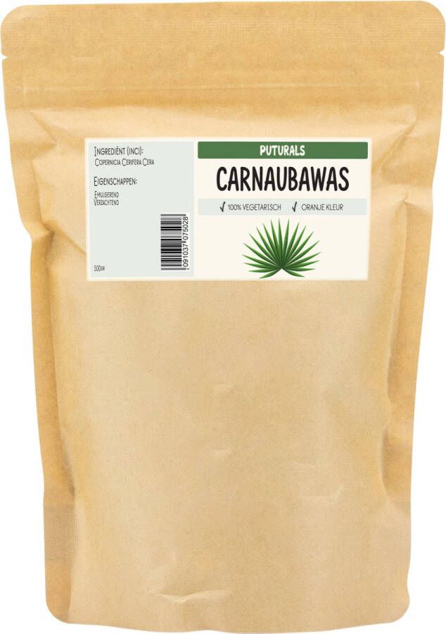 PUTURALS Carnauba Wax 100% Plantaardig & Puur 500gr Carnaubawas Heeft Hydraterende en Beschermende Eigenschappen Gebruik om Zelf Kaars of Natuurlijke Lippenbalsem te Maken Puur en Plantaardig Carnaubawax