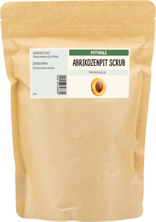 Puturals Gezichtsscrub 100 % Natuurlijk & Puur 500gr Gemaakt van Abrikozenpit en Rijk aan Vitamines A C en E Gezichtsscrub Vrouwen en Mannen Geschikt als Scrub voor zowel Gezichtsreiniging als Lichaam Natuurlijk Abrikozenpit Scrub