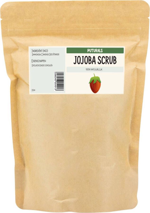 Puturals Gezichtsscrub 100 % Natuurlijk & Puur 500gr Gemaakt van Jojoba Korrels en Jojoba Olie Rijk aan Vitamines E en B Gezichtsscrub Vrouwen en Mannen Geschikt als Scrub voor zowel Gezichtsreiniging als Lichaam Natuurlijk Jojoba Scrub