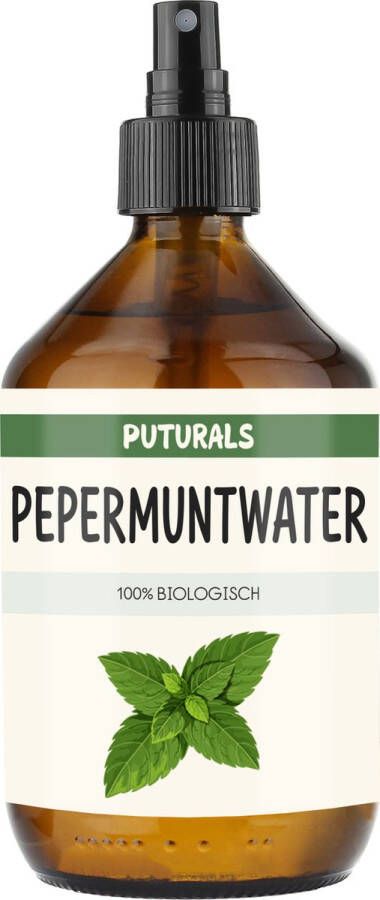 PUTURALS Pepermunt Spray 100% Natuurlijk & Puur 500ml Geschikt voor Huid en Haar Pepermunt Spray is Verfrissend en Kalmerend Gebruik als Gezichtstoner of in Diffuser voor een Verfrissende Geur Puur en Plantaardig Pepermunt Hydrolaat