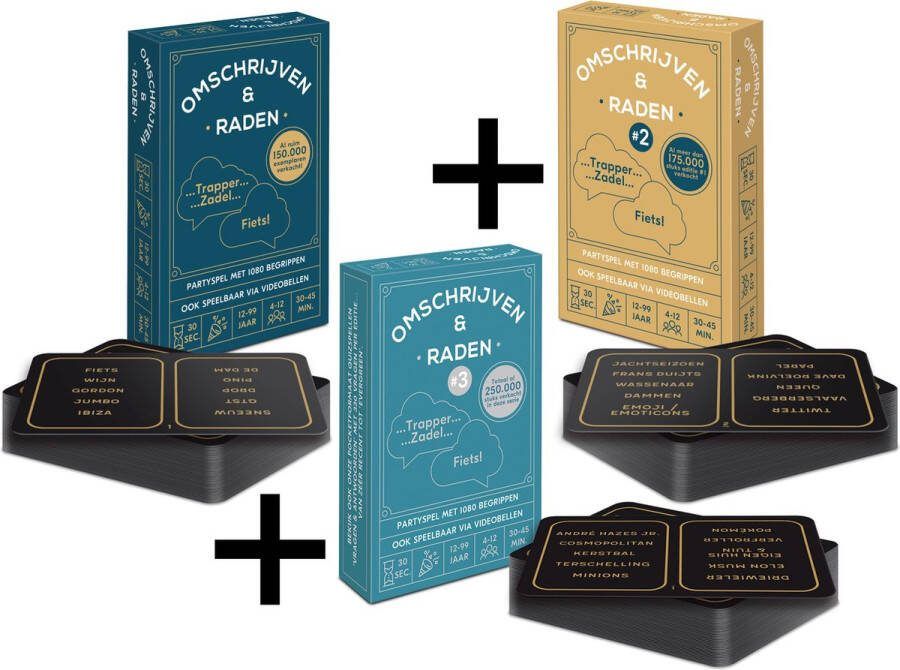 Puzzles & Games SPECIAL DEAL (meestal al volgende werkdag PostNL bezorgd!): Omschrijven & Raden #1 + #2 + #3 Kaartspel 30 seconden tijdlimiet per 5 begrippen 3240 Nederlandse begrippen! pocketformaat raadspel partyspel (4-12 spelers grote groepen)