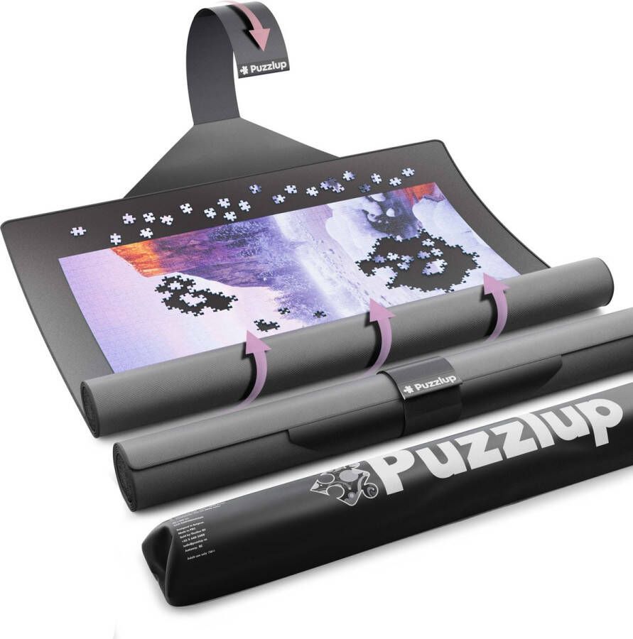 Puzzlup 3000 Puzzelmat XXL formaat Neopreen Zelfsluitend en Antislip Portapuzzle met zwarte ECO-verpakking! Tot en met 3000 stukjes 95 x 150 cm