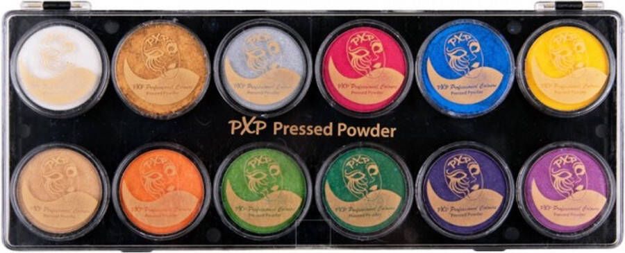 PXP Professional Colours PXP Pressed poeder palet pearl colours Inclusief penseel 12 x 5 gram Carnaval Schmink Kleur