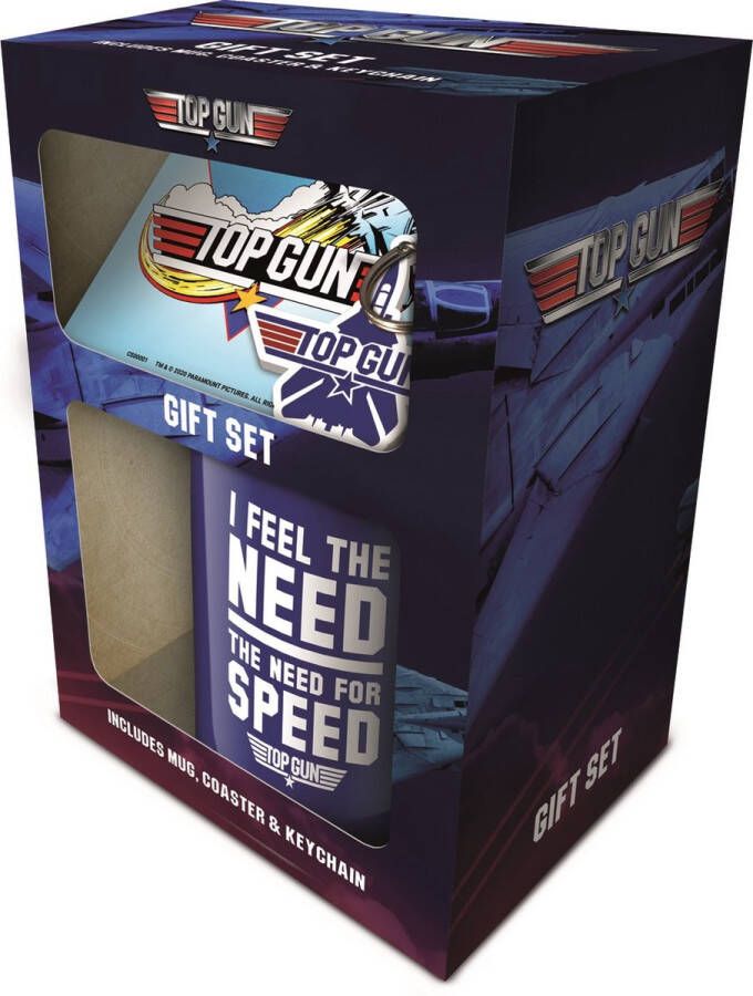 Pyramid International Top Gun Need For Speed Blauw Mug Onderzetter en Sleutelhanger Gift Set