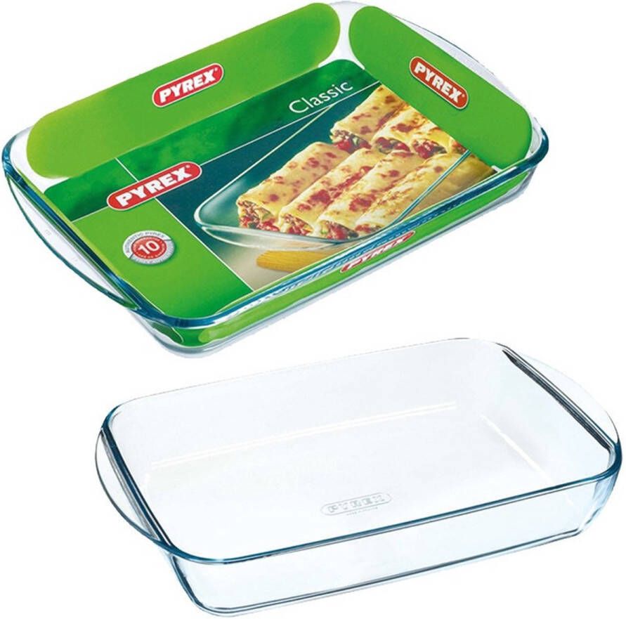 PYREX 2x Glazen ovenschaal 2 6 liter 35 x 23 x 5 cm en 3 7 liter 40 x 27 x 5 cm Ovenschotel schalen – Bakvorm