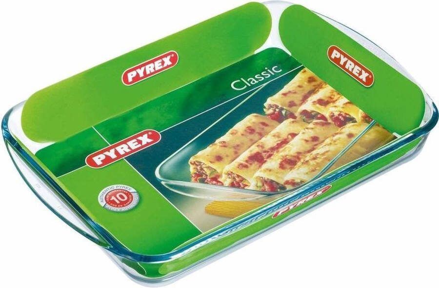 PYREX 2x Rechthoekige glazen ovenschaal 3 7 liter 40 x 27 x 5 cm Ovenschotel schalen Bakvorm