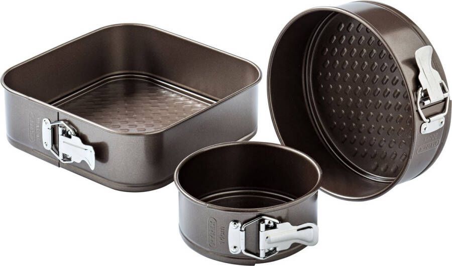 PYREX Asimetria 2 in 1 Springvorm Rond Ø 14 en Ø 20 cm en 23x23 cm 3-Delig Bruin Carbonstaal
