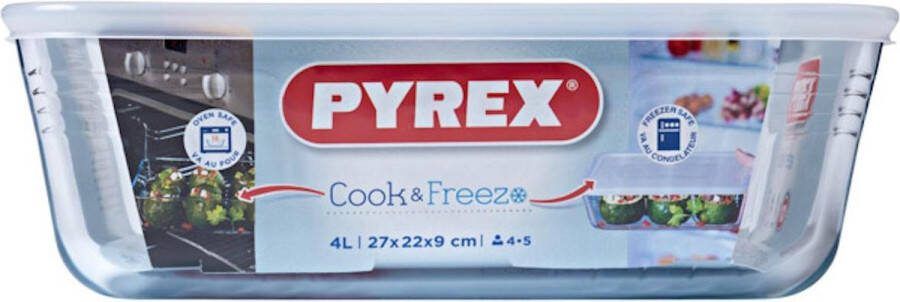 Coppens Pyrex Cook en Freeze schaal met deksel 27x22x9cm 4 0 liter