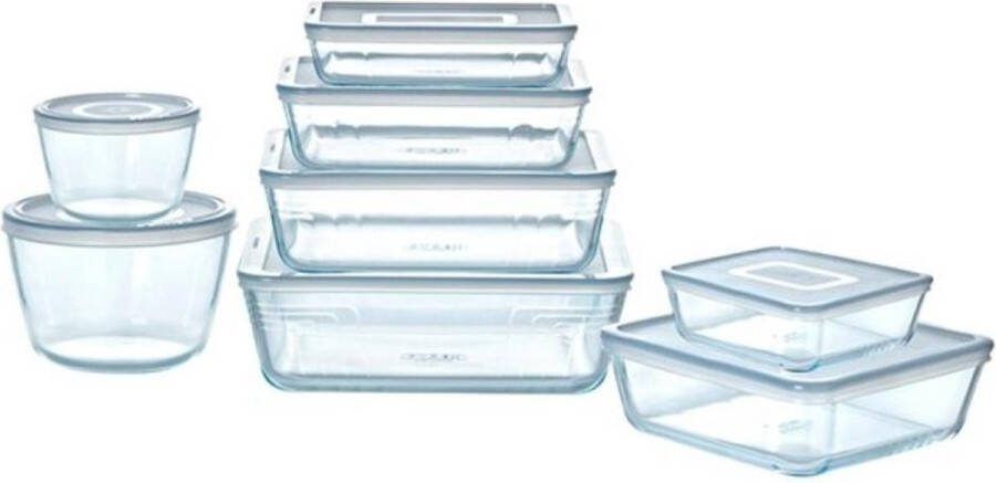 PYREX Cook & Freeze Ovenschaal Met Deksel Set van 8 Stuks Glas