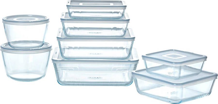 PYREX Cook & Freeze Ovenschaal Met Deksel Set van 8 Stuks Glas