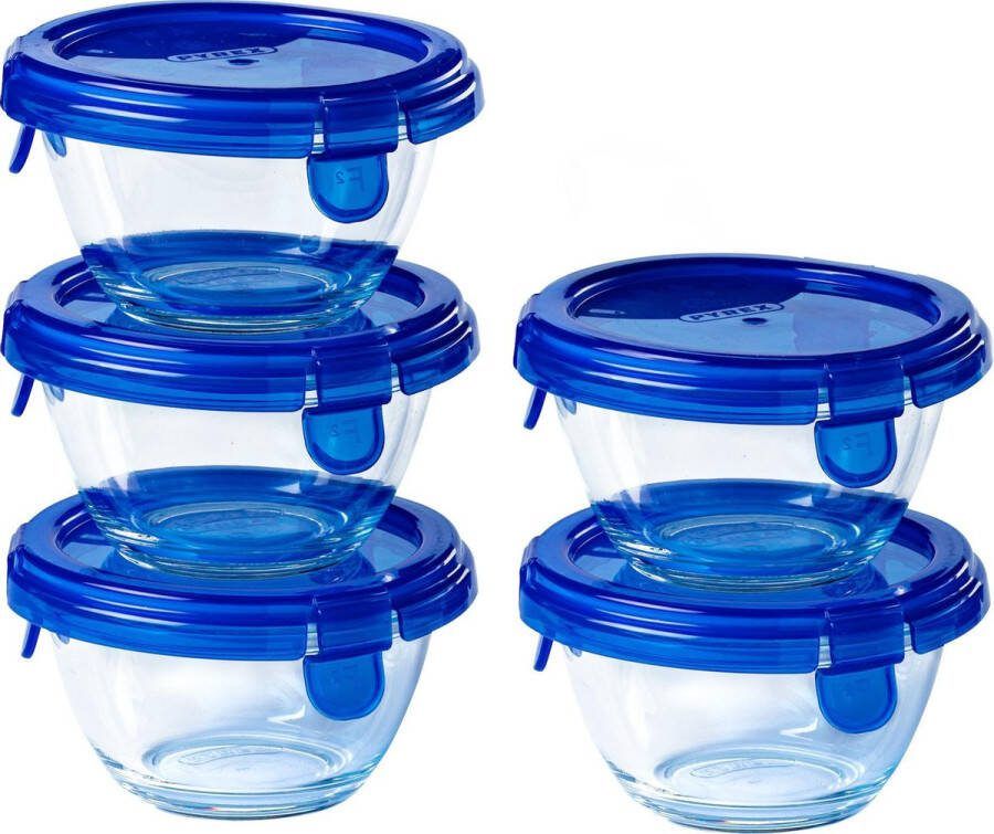 Pyrex Cook & Go Schaal Rond met Deksel 200 ml Set van 5 Stuks