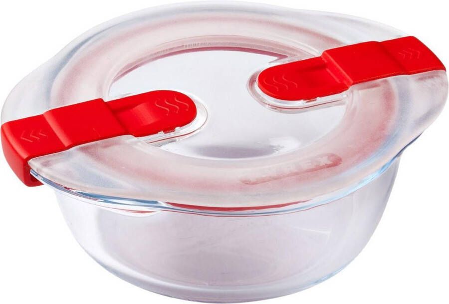 PYREX Cook & Heat Voedselcontainer Rond met Deksel 14 x 12cm Glas Transparant