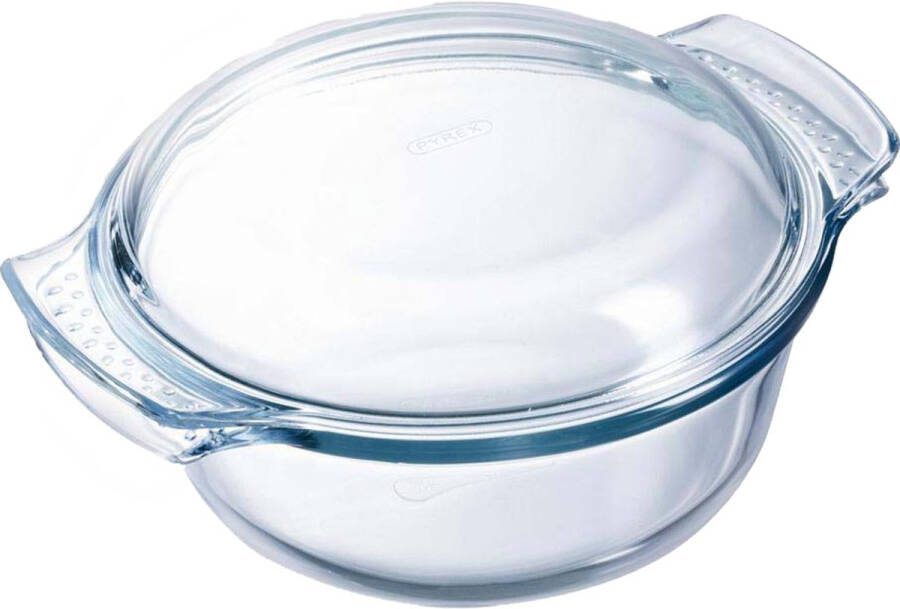 PYREX Essentials Ovenschaal Rond met Deksel 2 4 liter Borosilicaatglas Transparant
