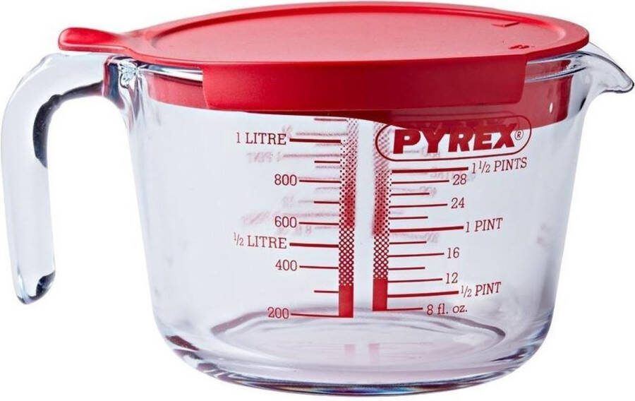 Pyrex Maatbeker met deksel Classic Prepware Hittebestendig Glas 1 Liter