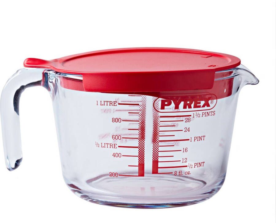 Pyrex Maatbeker met deksel Classic Prepware Hittebestendig Glas 1 Liter