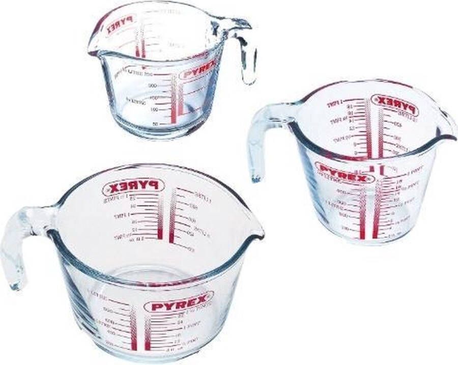 Pyrex Maatbeker Set Classic Prepware (250 ml 500 ml & 1 liter) 3-Delig