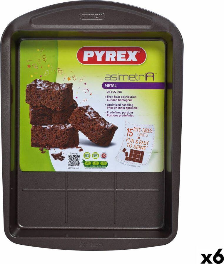PYREX Oven Mould Asimetria Rechthoekig Zwart 28 x 22 cm Metaal (6 Stuks)