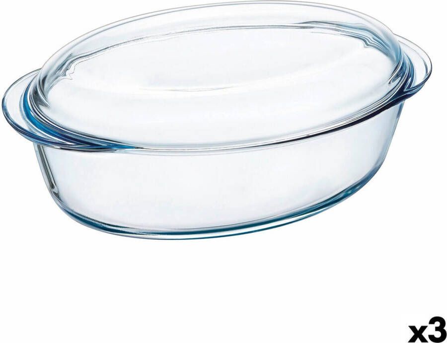 Pyrex Ovenschaal Classic Vidrio Met deksel Transparant Glas 33 x 20 x 10 cm (3 Stuks)