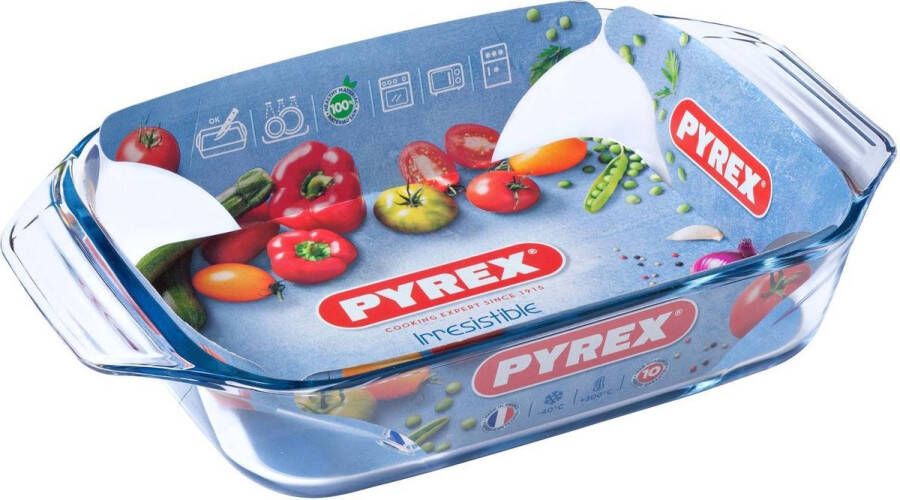 PYREX Ovenschaal Rechthoek Met Grepen Borosilicaatglas 1 4 liter Transparant