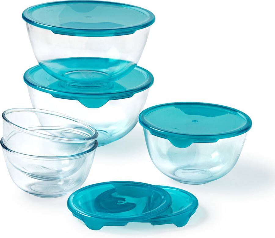 PYREX Prep & Store Mengkom met Deksel 5-Delig Transparant Borosilicaatglas