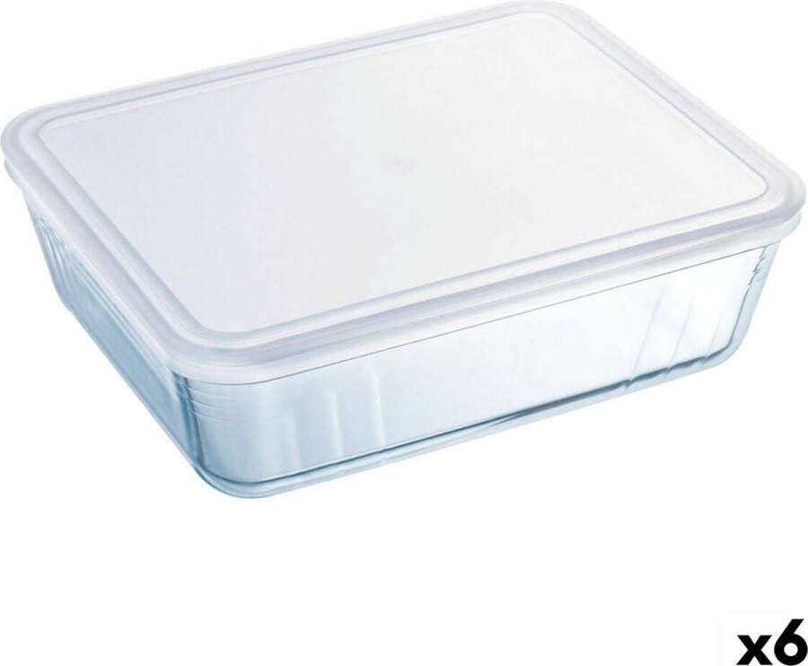 PYREX Rechthoekige lunchbox met deksel Cook & Freeze 19 x 14 x 5 cm 800 ml Transparant Siliconen Glas (6 Stuks)
