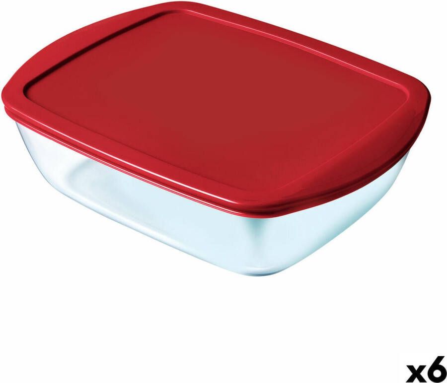 PYREX Rechthoekige lunchbox met deksel Cook & Store Rechthoekig 1 L Rood Glas (6 Stuks)