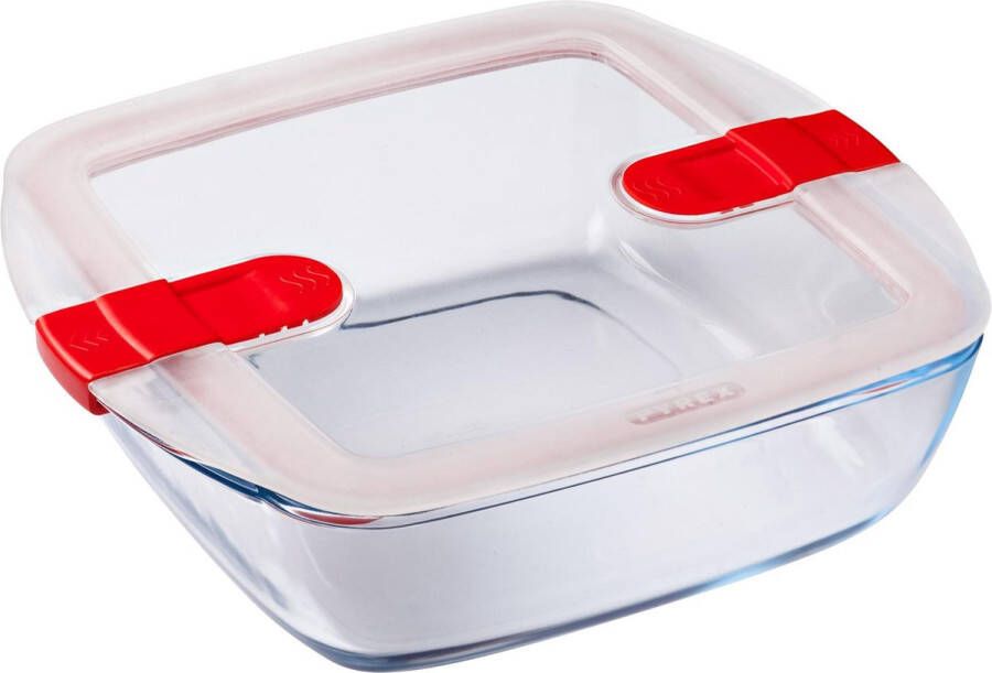 Pyrex Cook & Heat Voedelcontainer Vierkant met Deksel 25 x 22cm