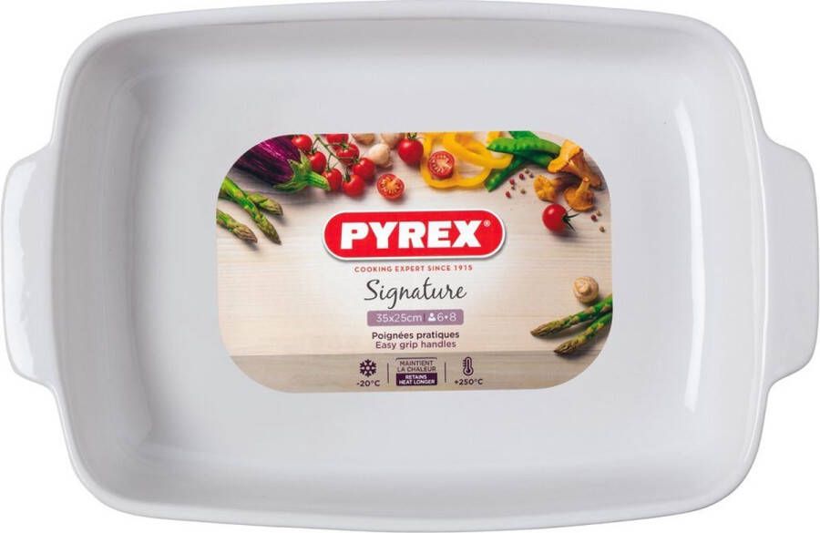 PYREX Signature Ovenschaal Rechthoek Keramiek 35x25 cm Wit