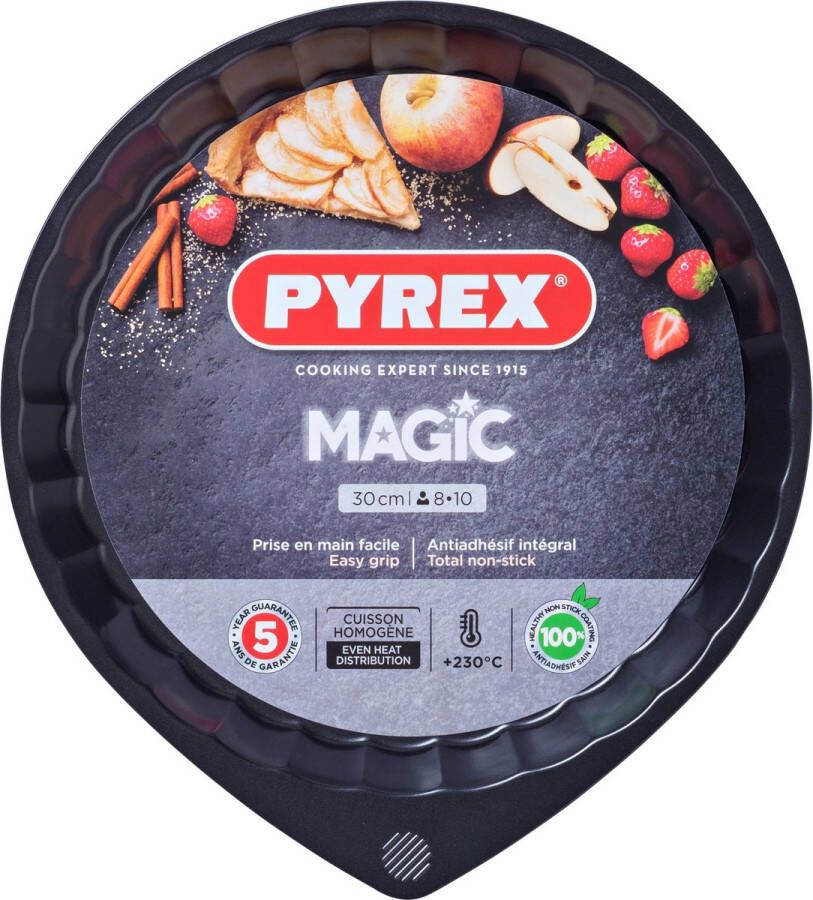 Pyrex taartvorm Magic 30 x 3 cm staal zwart