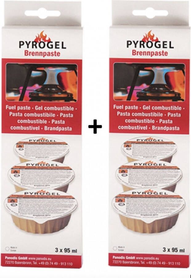 Pyrogel 2 sets Brandpasta (2 sets a 3 cups = 6 cups) voor Fondue Gourmet kuipjes Voordeelverpakking