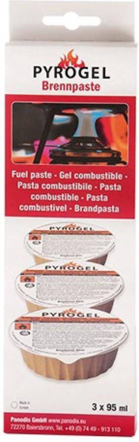 Pyrogel Brandpasta voor Fonduebrander- Set van 3x 95 gram (kuipjes) Fondue voordeelverpakking