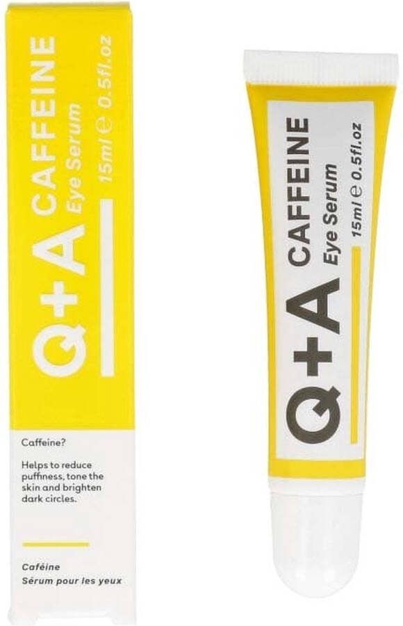 Q+A Skincare Caffeine Eye Serum 15ml. Helpt de veroudering rond de ogen te verminderen door de huid te verstevigen en donkere kringen te verminderen