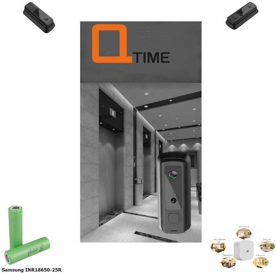 Q-Time 1 HD720P Draadloze slimme deurbel – Slank ontwerp – Snelle response – lager stroomverbruik – Hoge resolutie – inclusief 2 Accu s – inclusief Gong dit is geen Eken deurbel dit is geen Ring deurbel