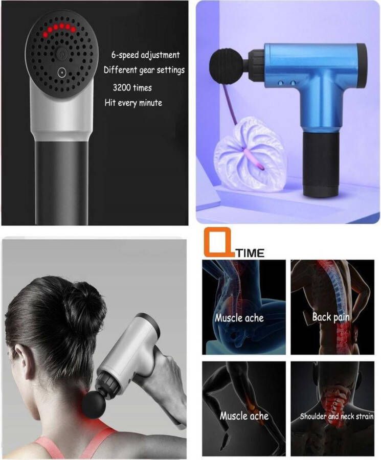 Q-Time Massage Gun Professionele Sport Massage Rug Massage Nek Massage Apparaat Spier Massage Stress Massage Triggerpoint Spierherstel & Spierontspanning Blauw