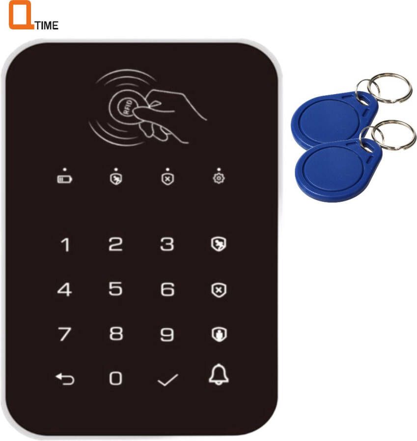 Q-Time RFID code klavier met touchscreen + 2 Druppels (geschikt voor de meeste alarmsystemen die werken op 433Mhz en chip EV1527)