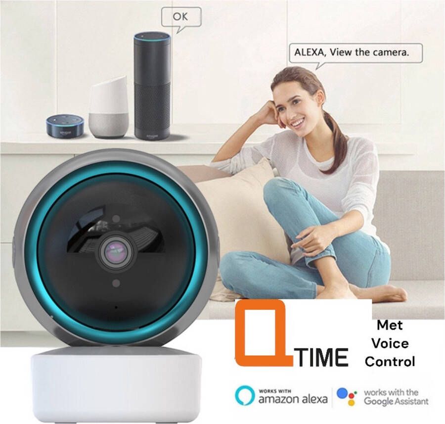 Q-Time Tuya Premium 1080P Volgcamera Draadloze IP Camera Babyfoon honden huisdier-camera CCTV Indoor 2.4Ghz & 5Ghz Wifi Beveiligings Camera 2-Weg Audio Instelbare Bewegingsdetectie Ondersteund Amazon Alexa Echo Google Home perfecte beeldkwaliteit