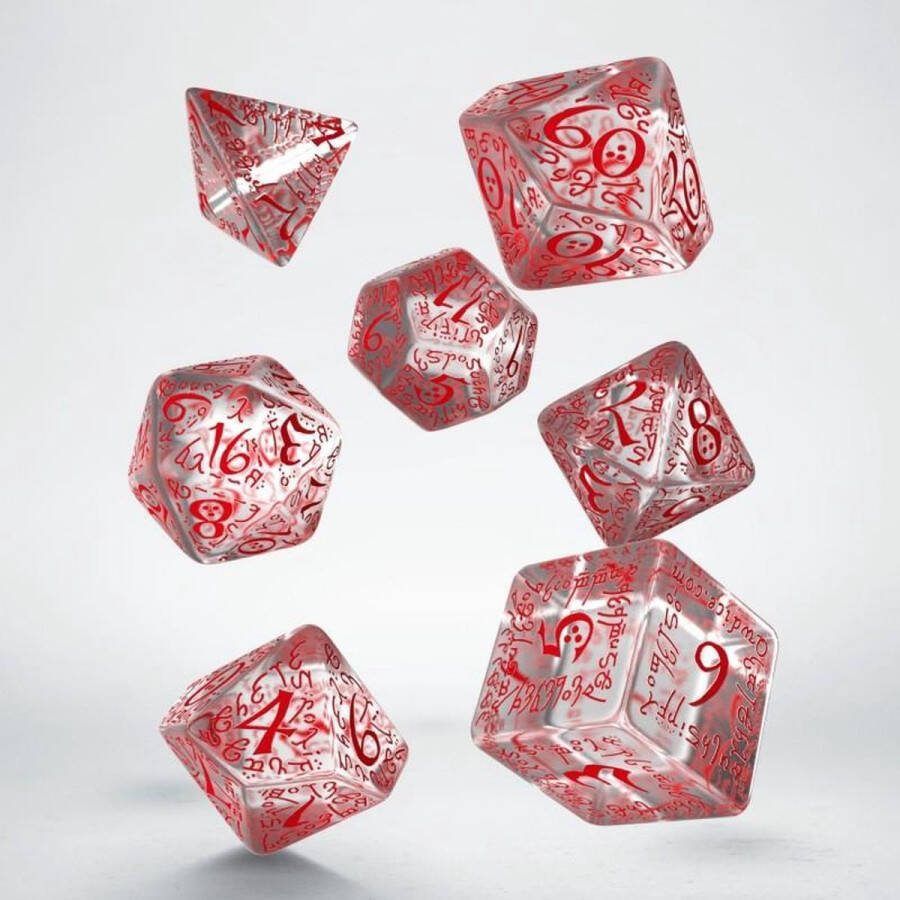 Q Workshop Polydice 7 Dobbelstenenset Transparent & Red Elvish Q-Workshop