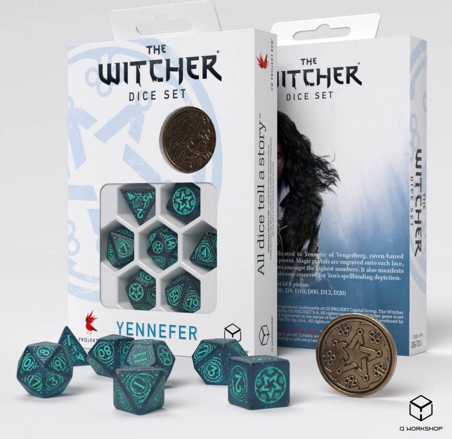 Merkloos Q-Workshop The Witcher Dice Set Yennefer Sorceress Supreme (7 pcs + coin)