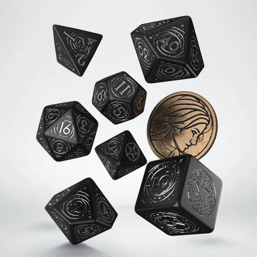 Q-Workshop The Witcher Dice Set Yennefer De Obsidiaanse Ster (7 stuks + coin)