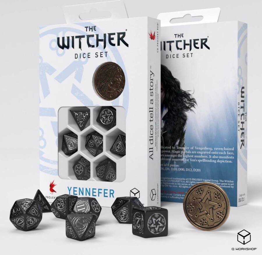 Q-Workshop The Witcher Dice Set Yennefer De Obsidiaanse Ster (7 stuks + coin)